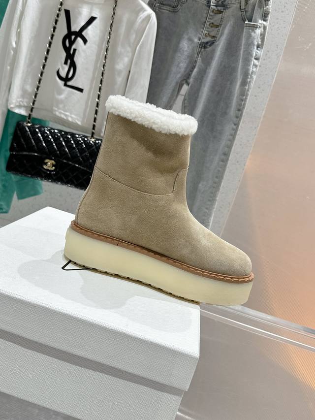 顶级品质 最高升级版 普拉哒徽标尼龙华达呢雪地派对金属标齿轮厚底收缩系带雪地靴！ DDD 面料进口双色擦色牛绒皮 DDD 真羊羔毛内里 垫脚 DDD 原版双色T