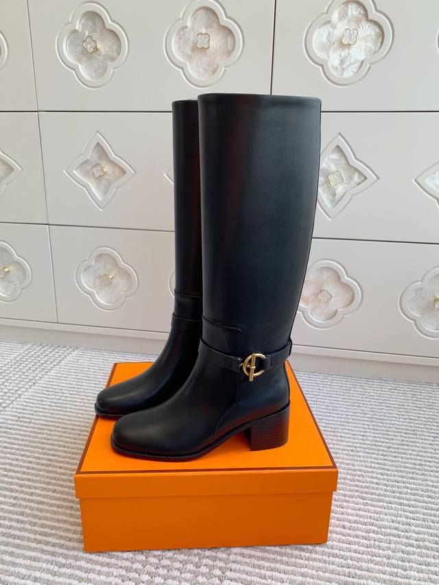 短靴 长靴 DDD 代购级Hermes 爱马仕H家Justine系列航海风粗跟短靴 长靴 DDD 原版定制Glenan鞋扣 DDD 定制麂皮 进口小牛皮 牛皮内