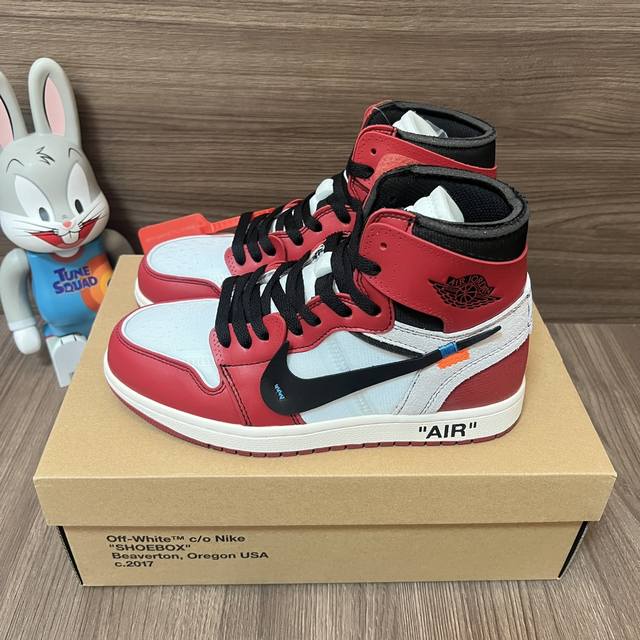 顶级版本Off-White X Jordan Air Jordan 1 Retro Highthe Ten Chicago芝加哥高帮复古篮球鞋男女同款红白黑联名