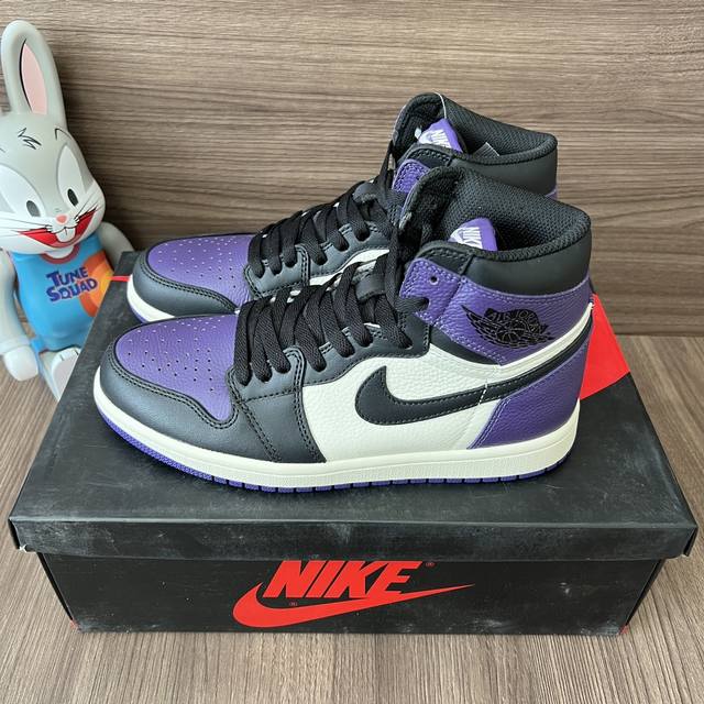 顶级版本Jordan Air Jordan1Retro High Court Purple高帮复古篮球鞋男款黑紫脚趾。 DDD 码数：36-47.5码 DDD