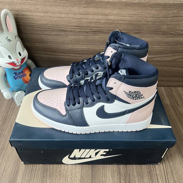 顶级版本Jordanair Jordan1Retrohigh Og Atmosphere 'bubble Gum'口香糖减震防滑耐磨高帮复古篮球鞋女款黑粉脚趾泡