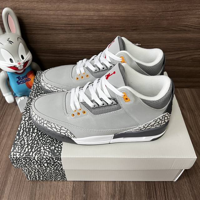 顶级版本Jordan Air Jordan3 Retro Cool Grey 小恐惧中帮复古篮球鞋男女同款酷灰。 DDD 码数：36-47 含半码 DDD 编码