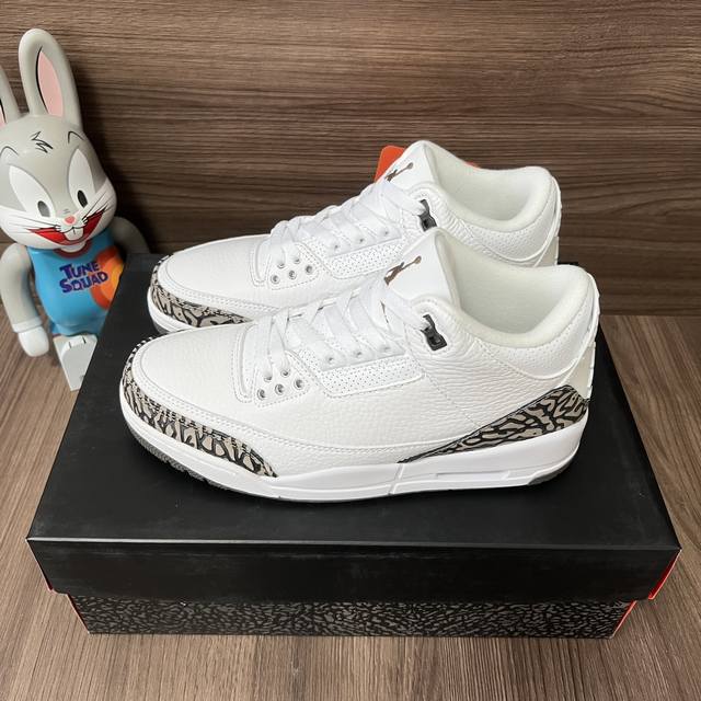 顶级版本Jordan Air Jordan3 White Cement Reimagined白水泥做旧潮流复古精致细节中帮复古篮球鞋。 DDD 码数：36-47