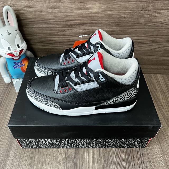 顶级版本Jordan Air Jordan 3 Retro Black Cement耐磨复古篮球鞋男款黑水泥。 DDD 码数：36-47 含半码 DDD 编码: