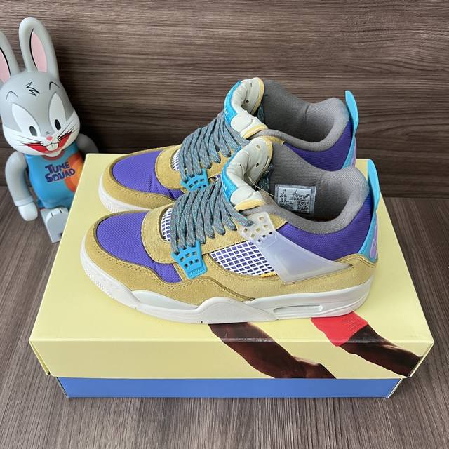 顶级版本Union La X Jordan Air Jordan 4 Retro Sp Desertmoss 荒漠苔藓30周年耐磨中帮复古篮球鞋男女同款荒漠苔藓