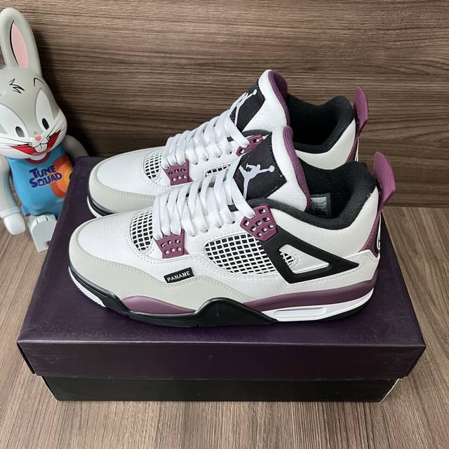 顶级版本Jordan Air Jordan 4 Retro'psg'paris Saint-Germain波尔多大巴黎中帮复古篮球鞋男女同款白紫。 DDD 码数