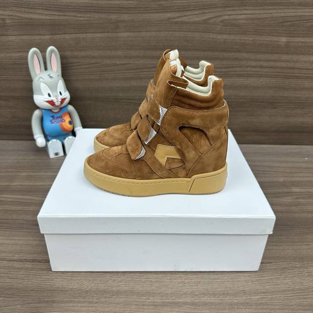 顶级版本#伊莎贝尔 #Isabel Marant # DDD 风靡欧美明星娱乐圈的Isabel Marant Im3 小牛皮 圆头魔术贴 高帮 板鞋 女款 棕色