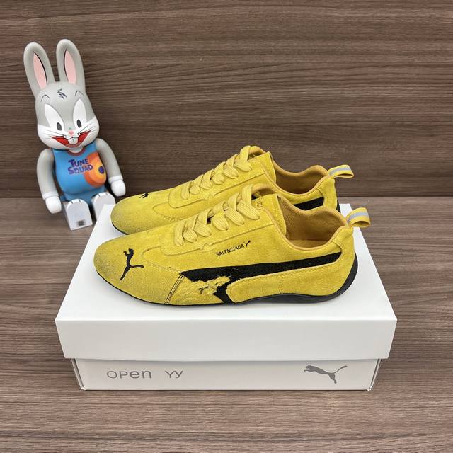顶级版本Balenciaga巴黎世家Puma Speedcat运动鞋黄色. DDD Demna设计的全新冬季25系列Balenciaga与Puma的联名合作款