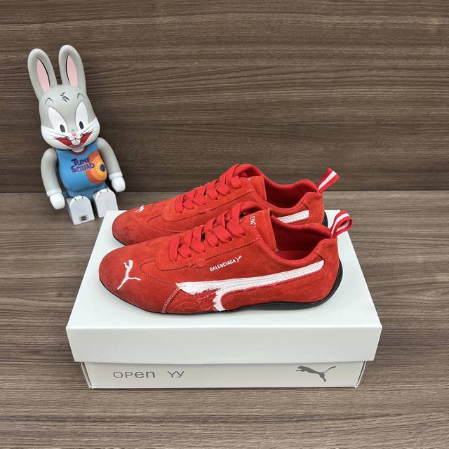 顶级版本Balenciaga巴黎世家Puma Speedcat运动鞋红白色. DDD Demna设计的全新冬季25系列Balenciaga与Puma的联名合作款