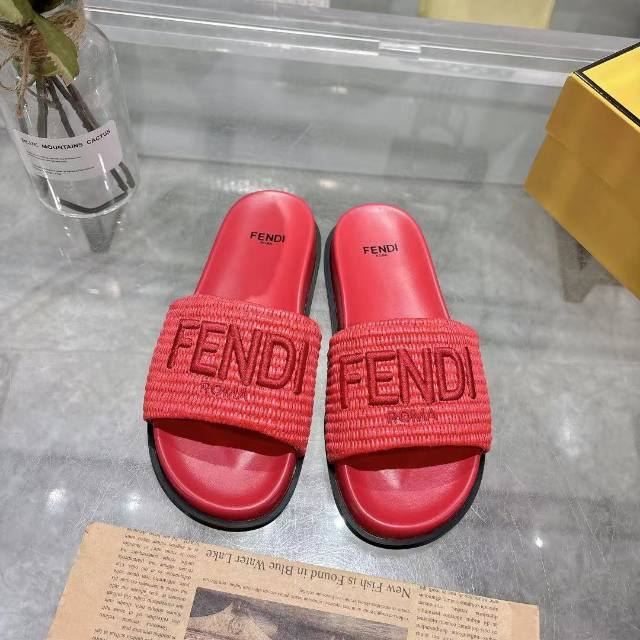 2025Fendi 限定款 鞋面Fendi编织刺绣工艺 饰与羊皮内里 超舒适7色齐发 DDD 黑色 粉色 黄色 红色 粉色 杏色 DDD 男女款 DDD 女码3
