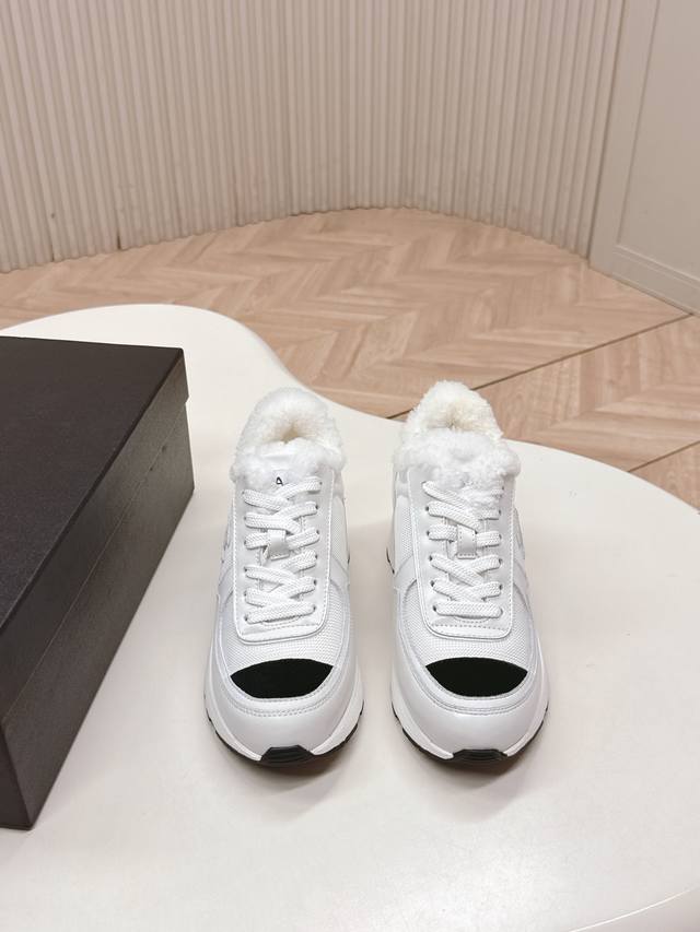 羊毛款 女款35-40 40定做 DDD 火爆款 Chanl 香奶奶25K秋冬新款高跟拼色休闲运动鞋 奇奇怪怪 丑萌丑萌 专柜断货王 各大博主社交日推款，这季新