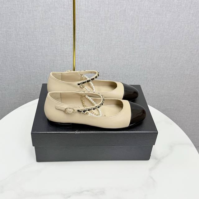 Size：35-39 34 40 41定制 DDD Chane*｜小香奶奶25P春夏新品 DDD 珍珠平底单鞋 DDD 乖巧秀气的珍珠优雅减龄 DDD 仙气满满