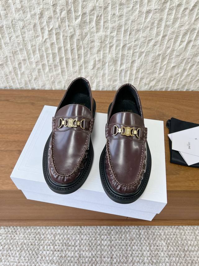 G599 Celine 赛琳 26Ss早春新款 厚底 流苏 布洛克 雕花 乐福鞋 DDD 原版购入开发 做货 Bulky系列 涂蜡棉质系带金属环 DDD 流苏饰