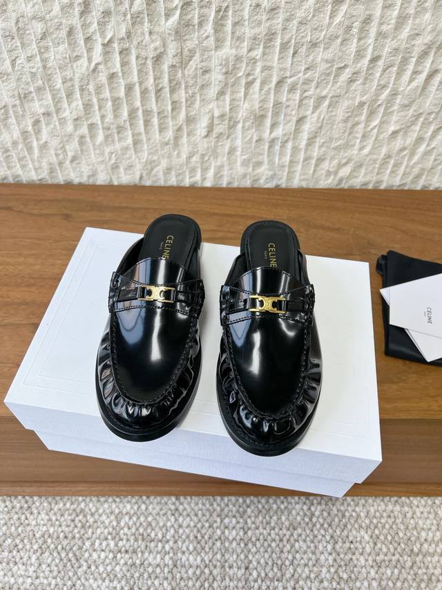 G599 Celine 赛琳 26Ss早春新款 平底 半拖穆勒拖 DDD 原版购入开发 做货 Bulky系列 涂蜡棉质系带金属环 DDD 流苏饰以Triomph