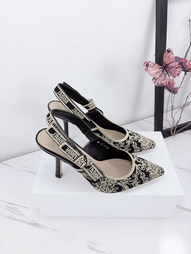 工厂P价P DDD J'adior织带后空凉鞋 迪奥 Dior 2026早春最新涂鸦色Macrame 提花刺绣字母Logo高跟蝴蝶结拼色女鞋 市场顶级高端版本