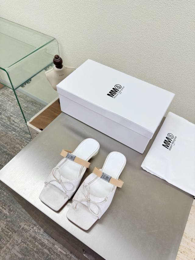 Mm6 松紧玛丽珍 拖鞋 DDD 平底 1Cm DDD 白色 爆裂纹牛皮 DDD 内里 孟加拉牛皮里 DDD Maisonmargiela DDD 马吉拉 Mm