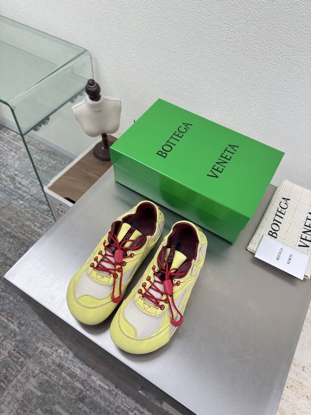 格网系列 Bv Orbit Flash 运动鞋 DDD 柠檬黄情侣款 DDD 拼色系列 高丝光牛反绒皮 原版鞋购入 对色 DDD Runner运动鞋， DDD