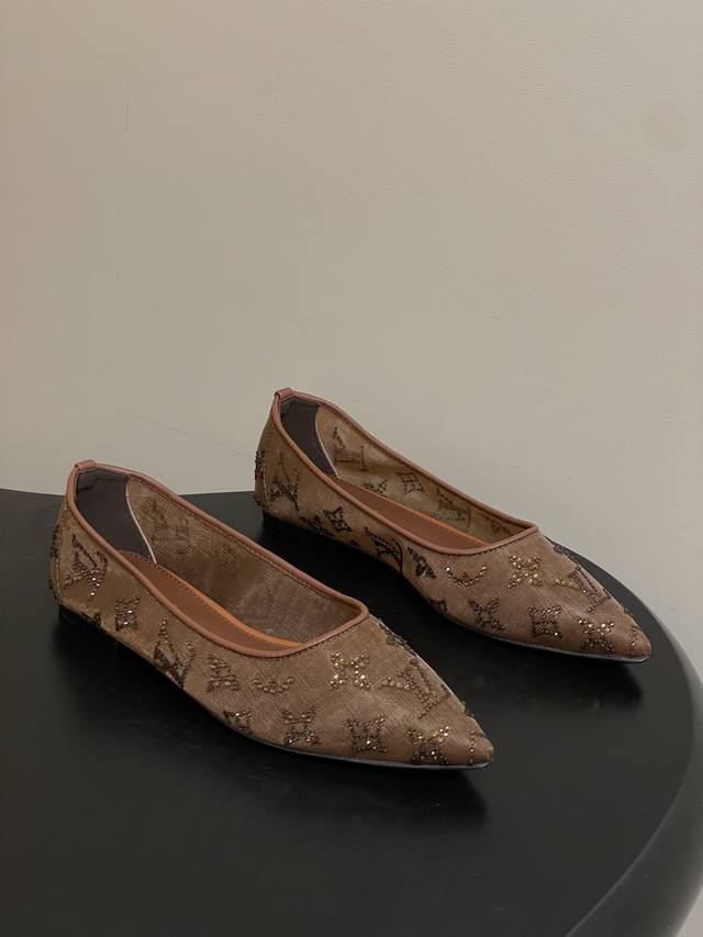 DDD 25Ss夏季新款 Louis Vuitton 路易威登 Lv 网纱钻面仙女鞋网面烫钻平底单鞋 DDD Bing...Bling...网纱水晶钻 DDD