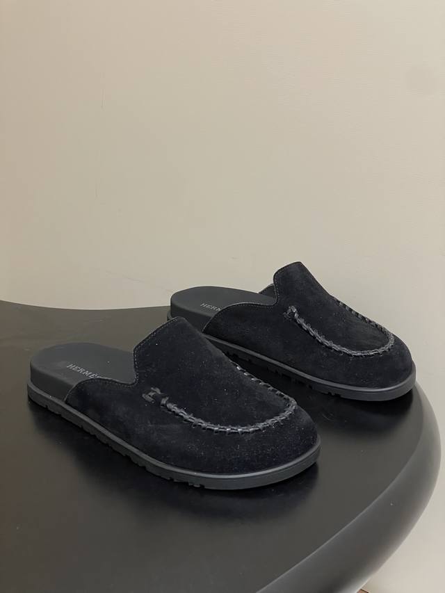 男码10 DDD Hermes 爱马仕 H家 Johan穆勒鞋系列勃肯鞋经典款二舅拖鞋包头半拖鞋情侣款休闲懒人穆勒鞋勃肯厚底凉拖鞋 DDD 这双鞋子融合了奢华、