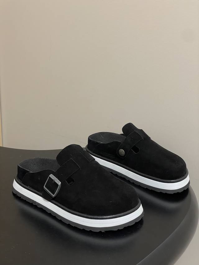 DDD Birkenstock 勃肯鞋 厚底穆勒鞋 包头搭扣半拖鞋情侣款 DDD 皮革绒面时尚休闲包头鞋 牛皮绒面革质地柔软搭配可调节鞋扣提升穿着舒适度⑤ DD