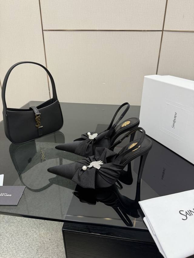 顶级版本 DDD Saint Laurent 圣罗兰蝴蝶结凉鞋尖头高跟鞋Ysl姐姐的美丽尤物高跟鞋 又是人间圣罗兰 Rose同款的高跟鞋化很好修饰脚型，奢华金属