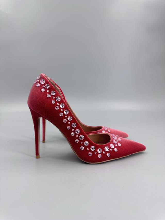 Aquazzura纯手工缝制水晶亮片装饰激光高跟鞋 DDD 2025春夏最新款蝴蝶装饰粗跟凉鞋 上脚超级有气质 DDD 既简洁又时髦 太闪太美啦 DDD 美出出