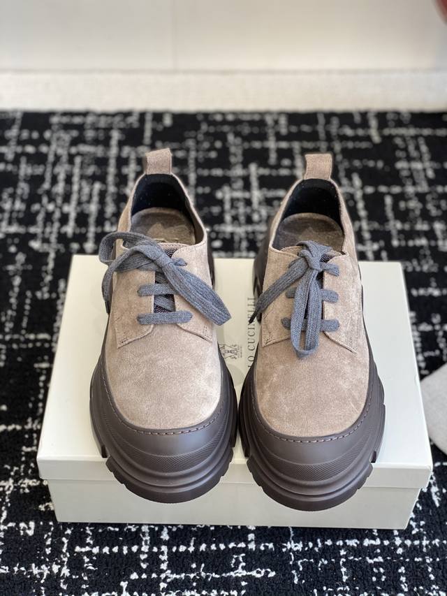 代购级 DDD Brunello Cucinelli 25Ss最新 Bc 系带 休闲鞋 DDD 鞋面进口麂皮 内里进口 羊皮里 0.5Mm圆形冲孔设计 透气不闷