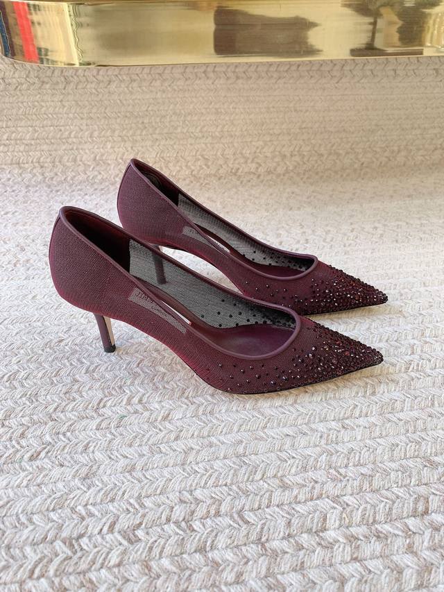 Jimmy Cho* 新款水晶网眼布尖头高跟鞋 DDD 原版套楦 顶级版本 DDD 材质 DDD 鞋面：定制网眼布烫钻 DDD 内里：进口羊皮里 DDD 码数：