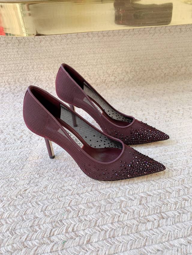 Jimmy Cho* 新款水晶网眼布尖头高跟鞋 DDD 原版套楦 顶级版本 DDD 材质 DDD 鞋面：定制网眼布烫钻 DDD 内里：进口羊皮里 DDD 码数：