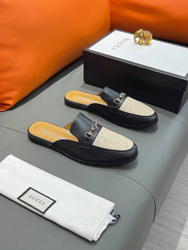 商品名称：Gucci 古驰 正规码数: 38-44 半拖 商品材料：精选 进口牛皮鞋面，柔软羊皮内里；原厂大底。