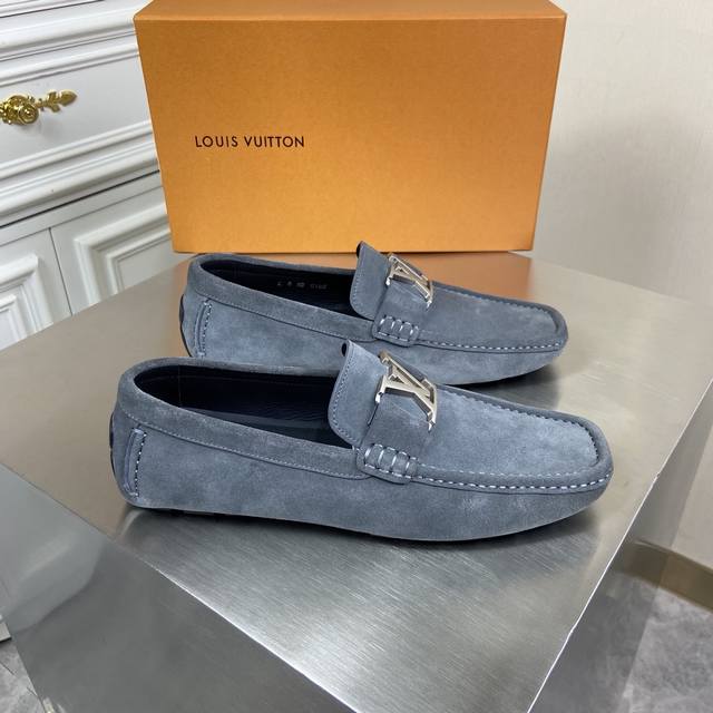 新品louis Vuitton* 顶级男士驾车鞋 休闲 乐福鞋 豆豆鞋原单顶级代购货原版进口翻毛牛皮搭配原版五金扣进口牛皮内里 牛皮垫脚原版橡胶大底 Size：