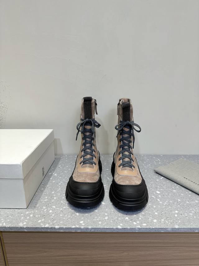 Brunello Cucineli ss24 new arrival 秋冬新款 厚底系带 马丁靴短靴 上脚帅气舒适 秋冬一定要有一双Bc的战靴 BC家的品牌鞋子