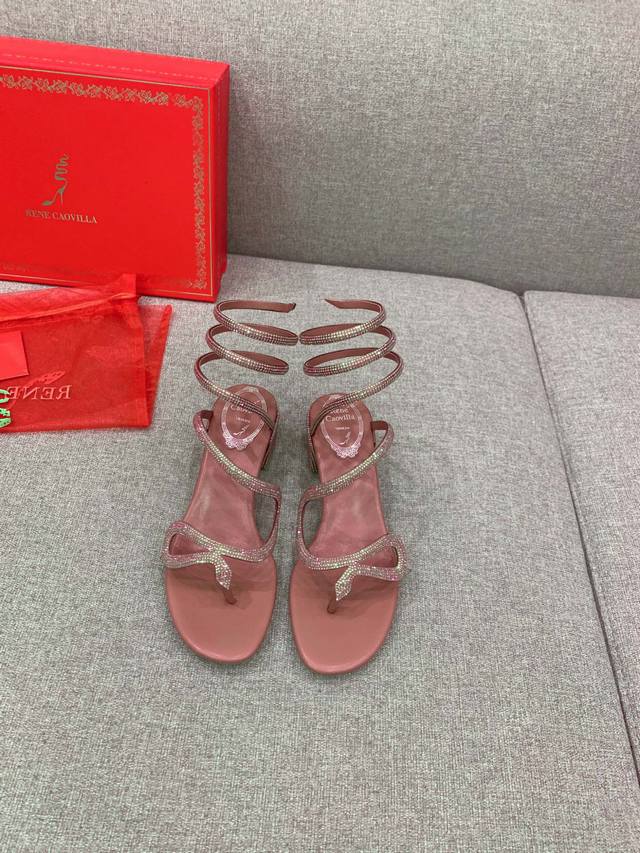 出厂价 Ren* Caovill*重工水晶宝石系列 bling bling精致逼人 堪称工艺品 面料真丝施华洛水晶 垫脚羊皮 意大利真皮大底 跟高4.5cm 9
