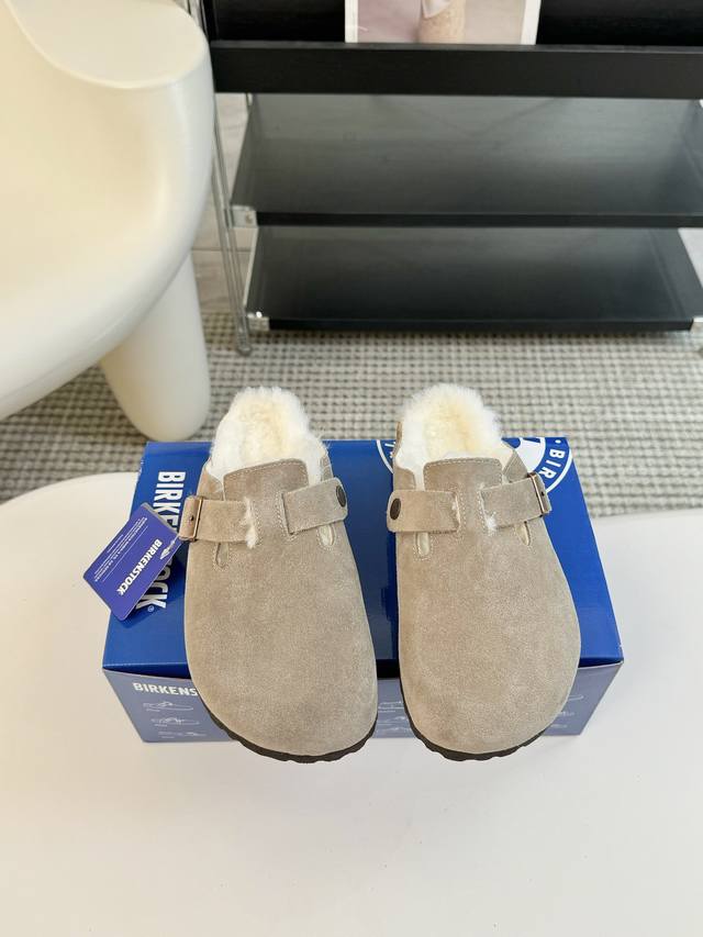 德国Birkenstock勃肯Boston百搭真皮室外软底包头羊毛拖鞋博肯男女拖鞋 女码：35-39 40 41定制 男码：39-44 45定制