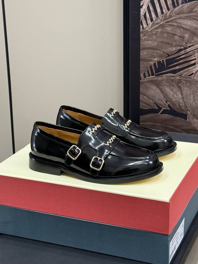 顶级品质 Marni Ss25 New Arrival～ 玛尼2025春夏新品乐福鞋，手工粗线绣Marni字样，精致可爱 开边珠牛皮，质感超好，好洋气的款式 S